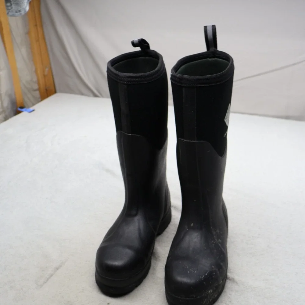 Muck Men 6M Rain Boots Black Rubber Chore Tall Steel Toe Work Waterproof Utility